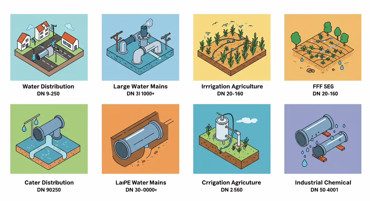 aplicações tubo PEAD por diâmetro saneamento irrigação indústria drenagem