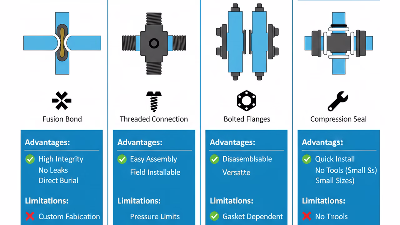 Comparativo tipos de juntas de transição HDPE
