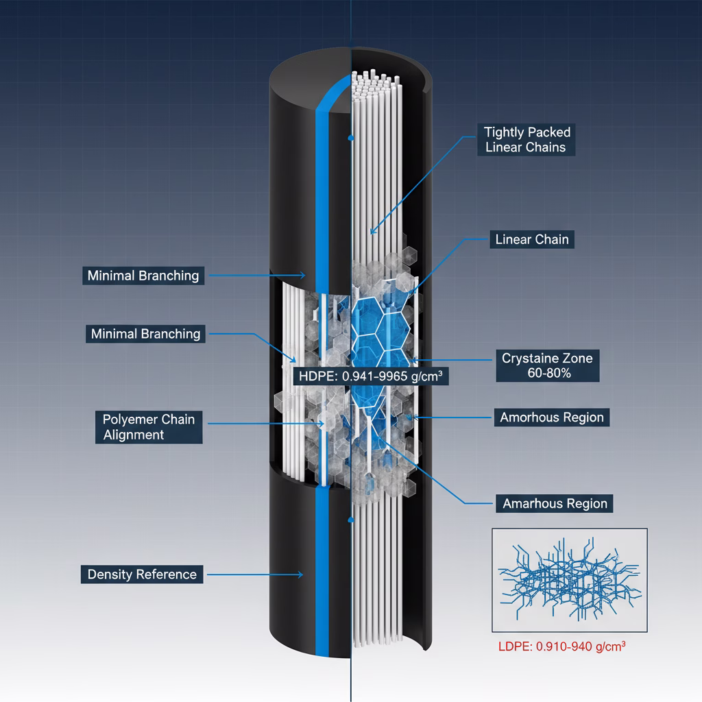 Estrutura molecular do PEAD com alta cristalinidade e baixa ramificação