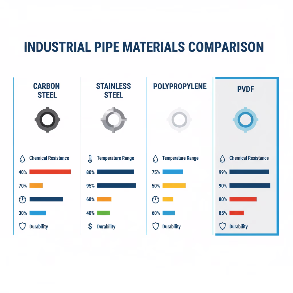 comparativo materiais tubos industriais PVDF polipropileno aço inoxidável