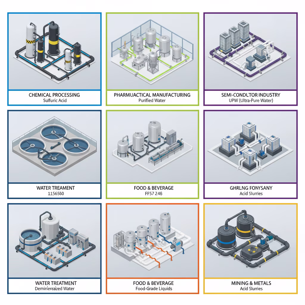 aplicações industriais tubos PVDF química farmacêutica semicondutores mineração energia