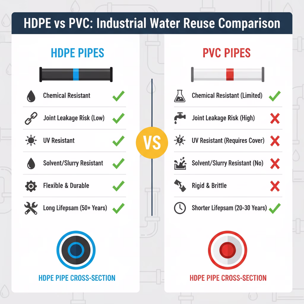 Comparativo técnico tubo PEAD versus PVC reúso água industrial critérios